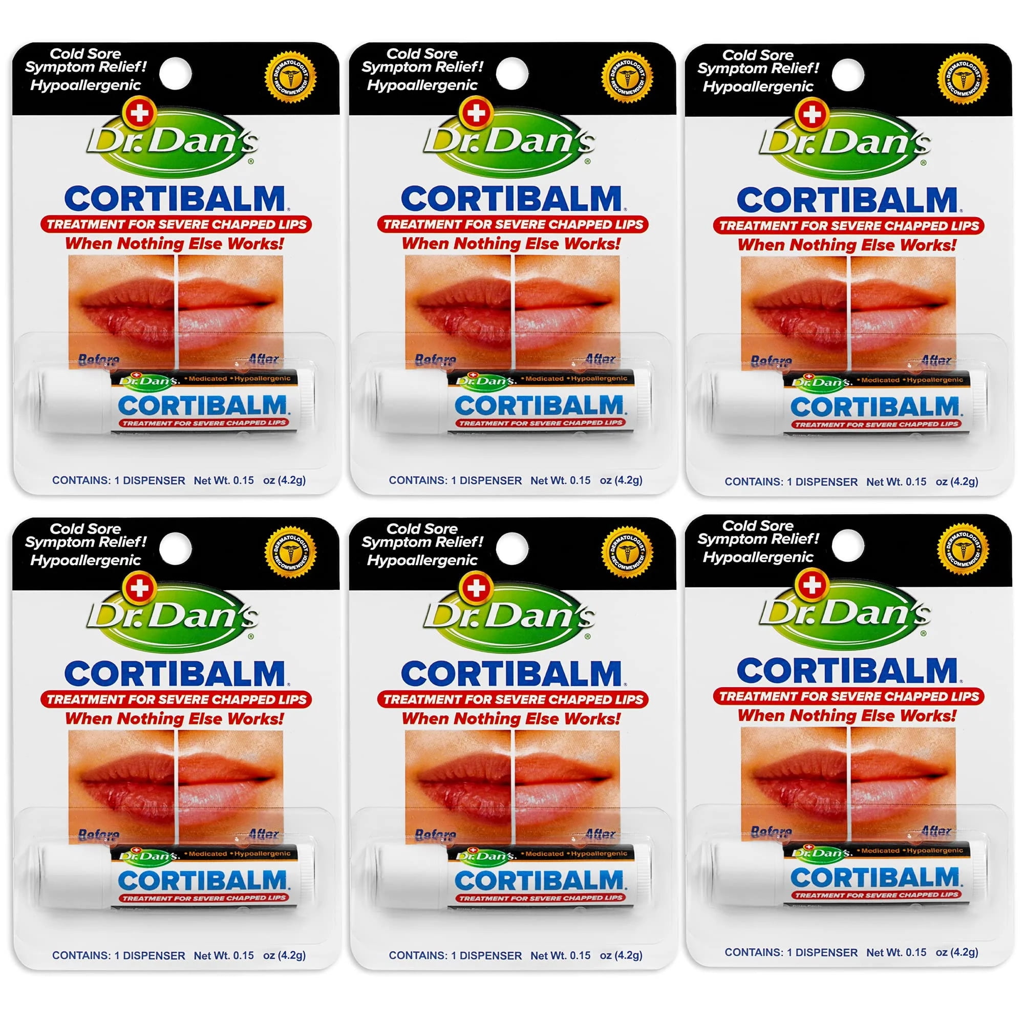 Dr. Dans Cortibalm Lip Balm, 6 Count 6-Pack