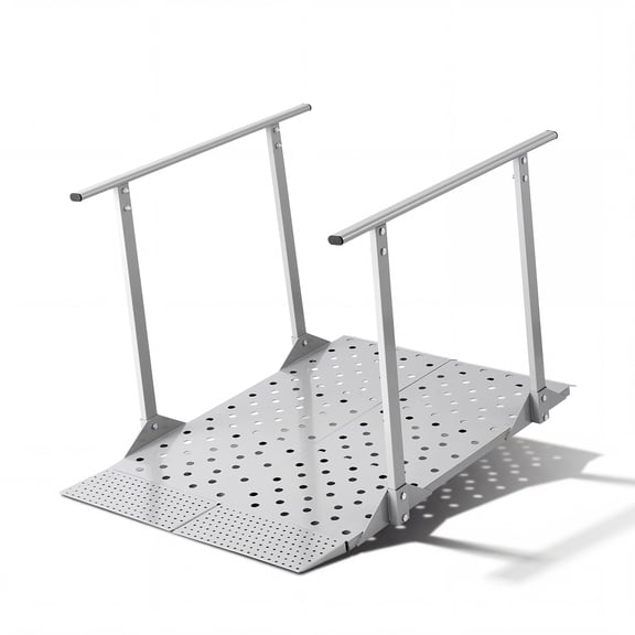 VEVOR Wheelchair Ramp with Handrails, 44.9 x 33.5 in, Heavy Duty Aluminum Handicap Ramp, 440 lbs Capacity, Non-Slip Portable Threshold Ramps for Home Steps, Stairs, Doorways, Curbs, Walkers, Scooters