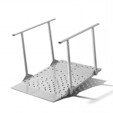 VEVOR Wheelchair Ramp with Handrails, 44.9 x 33.5 in, Heavy Duty Aluminum Handicap Ramp, 440 lbs Capacity, Non-Slip Portable Threshold Ramps for Home Steps, Stairs, Doorways, Curbs, Walkers, Scooters