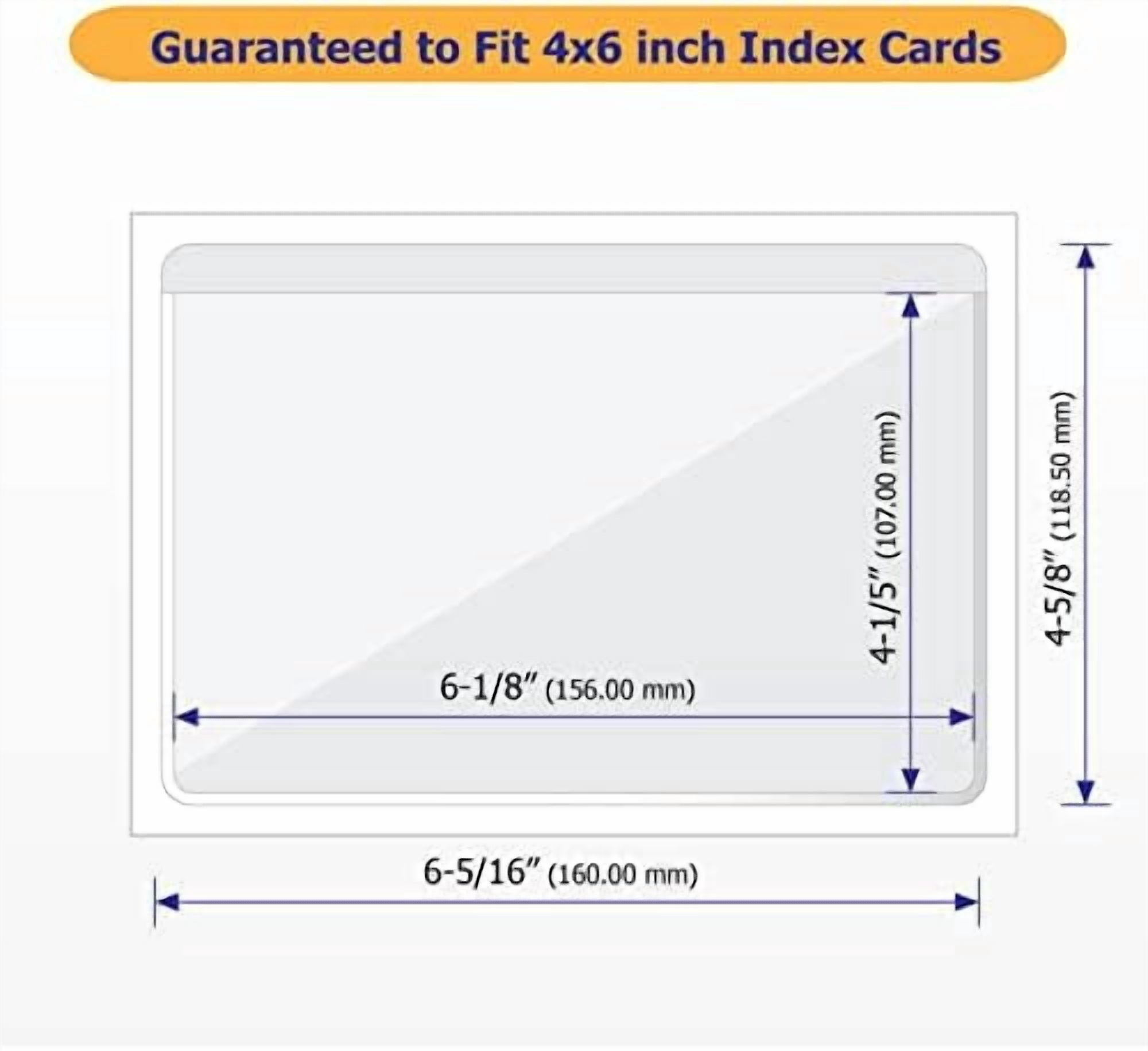 Clear Adhesive 4" x 6" Index Card Pockets with Top Open for Loading, 50 Pack, Plastic Labels Holders for Storage Bins and Library Card, Organizing and Protecting Your Index Cards or Photos