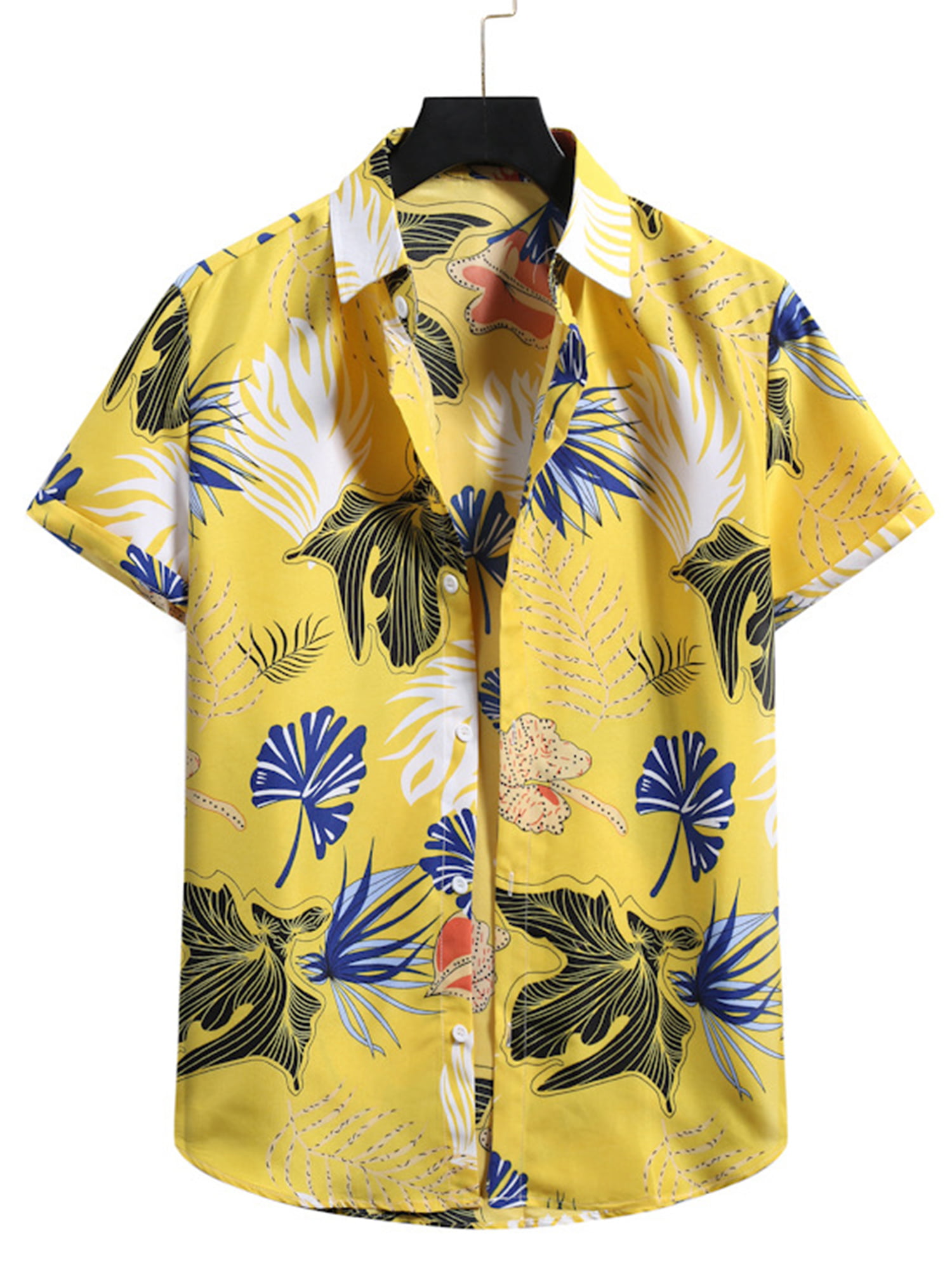 Mens Tropical Hawaiian Shirt Button Down Short Sleeve Shirt Tops