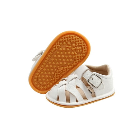 

Bmnmsl Baby PU Leather Sandals Solid Color Soft Sole Slip-on Sport Shoes
