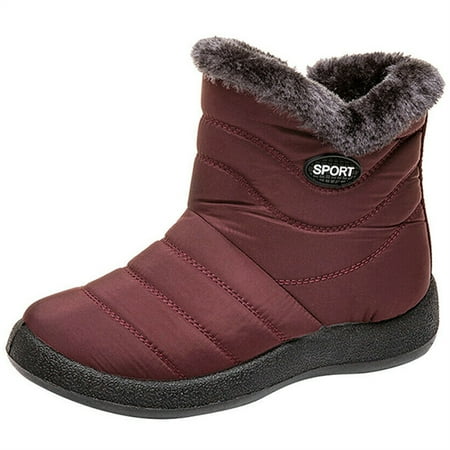 

UPAIRS Womens Waterproof Snow Ankle Boots Booties Winter Warm Slip On Flats Shoes