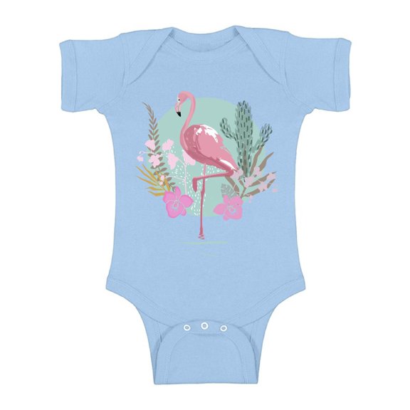 Awkward Styles Pink Floral Flamingo Baby Bodysuit Short Sleeve Pink Flamingo Romper for Boys Summer One Piece for Girls Pink Flamingo Romper for Children Flamingo Gifts for Little One Summer Clothing