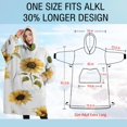 thumbnail image 4 of Oversized Wearable Blanket Hoodie,White Daisy Green Leaf Sunflower Pattern Sherpa Blanket Hoodie with Super Pockets,Super Warm Fuzzy Pullover for Women & Men, 4 of 6