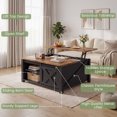 thumbnail image 6 of 31.5" Square Lift Top Coffee Table, Farmhouse Coffee Table with Ample Storage, Wood Center Table with Sliding Doors and Large Hidden Space for Living Room Home Office, Black, 6 of 9