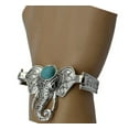 thumbnail image 2 of Silver Antique Style Elephant Head Simulated Turquoise Anti-Tarnish Resistant Bracelet-J-382-A, 2 of 5