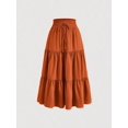 thumbnail image 5 of Womens Khaki Plaid Tiered Ruffle A-Line Skirt With Drawstring Waist, 5 of 8