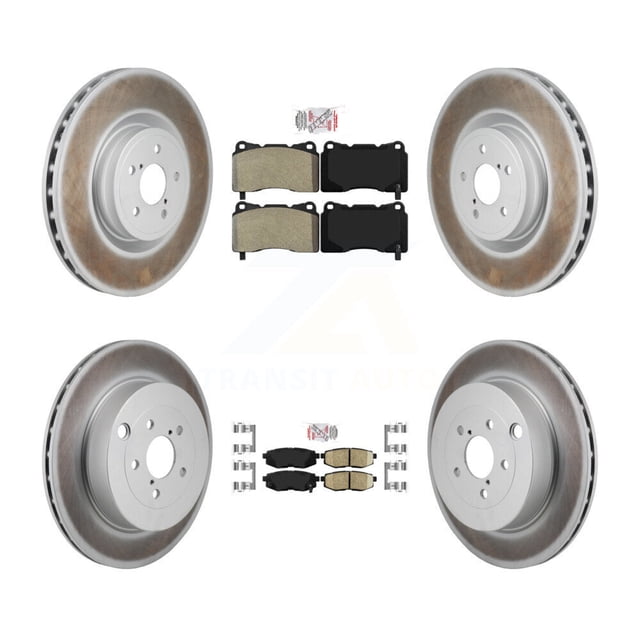Transit Auto Front Semi-Metallic Rear Ceramic Pads and Coated Disc Brake Rotors Kit for Car 2017 Subaru BRZ Base with Brembo Brakes KGA-106126