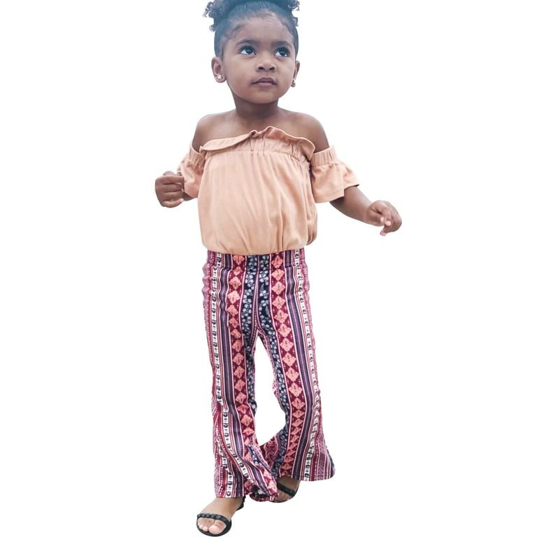 Daisy Del Sol Little Girls Boho Bell Bottom Stretch Legging Flared Soft Yoga Pants Toddler Childrens Kids 2T 5T
