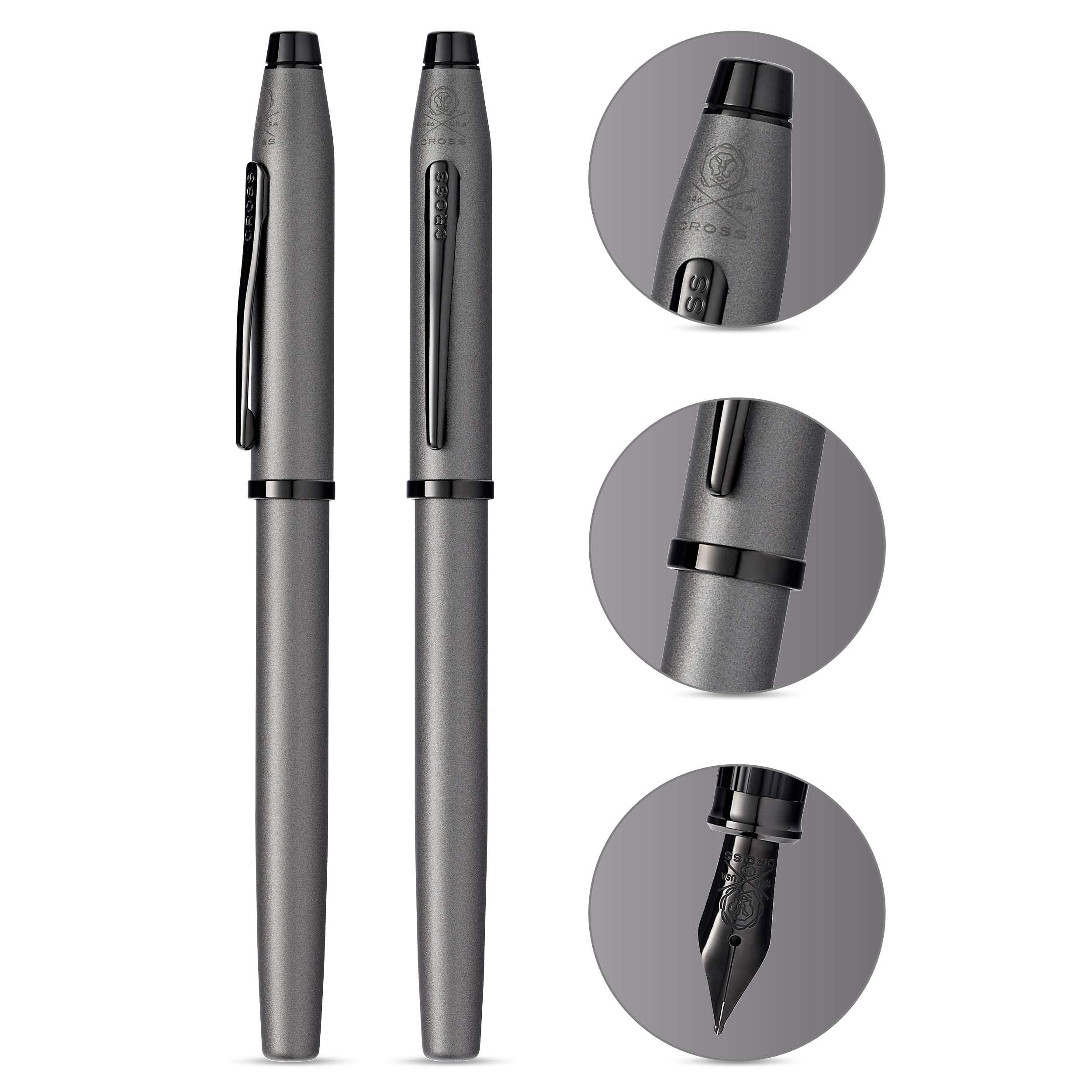 Cross Century® II Gunmetal Gray with Polished Black PVD Appointments and Polished Black PVD Coated Stainless Steel Fine Nib Fountain Pen