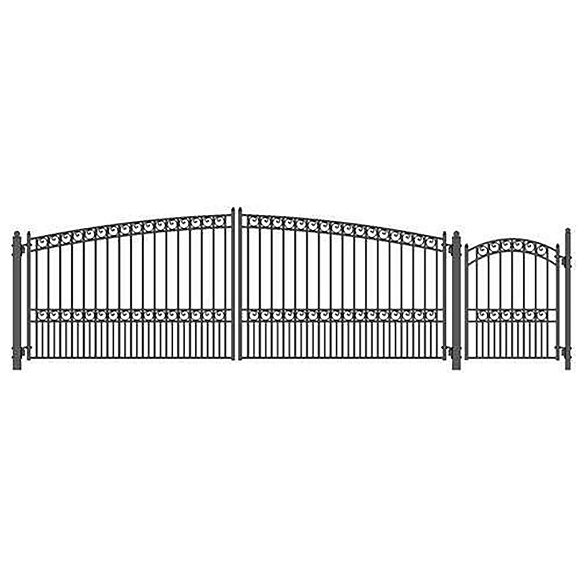 ALEKO Paris Style Steel Dual Driveway Combo Gate 16 x 6 ft with Pedestrian Gate