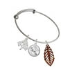 thumbnail image 2 of Delight Jewelry Acrylic Medium Leaf Pearly Brown Silvertone Let Things Go Tree Charm Bangle Bracelet, 2 of 4