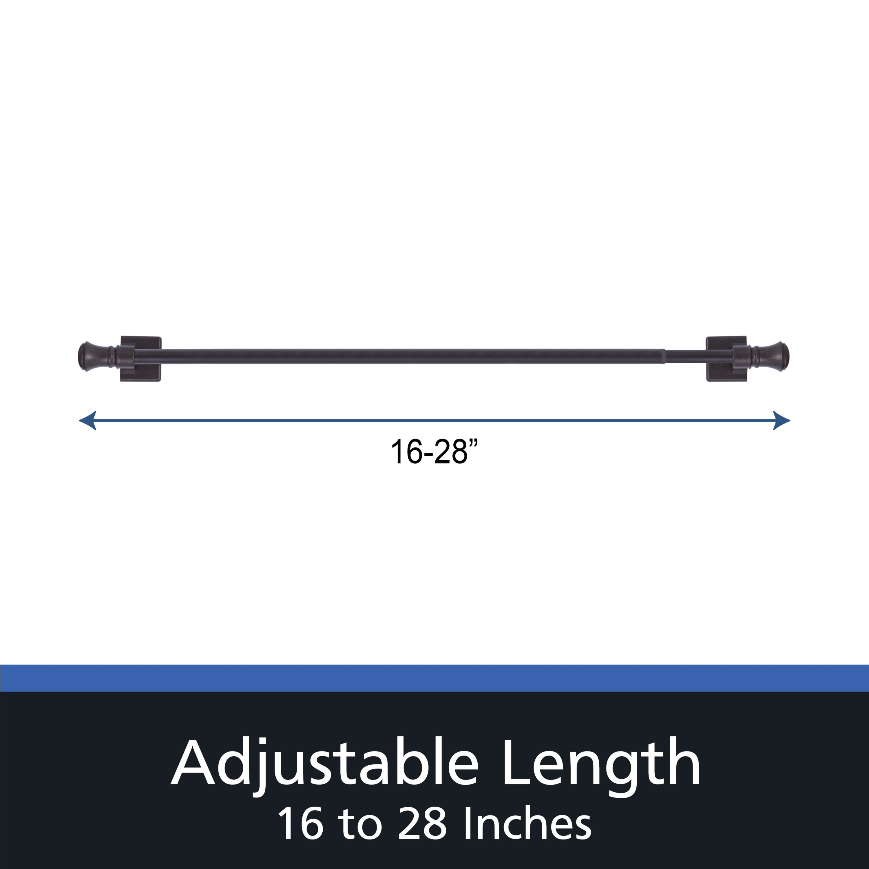 (3 pack) Mainstays 16-28 in. Cameron Adjustable Steel/Plastic Magnetic Drapery Rod, 7/16 in. Diameter, Bronze