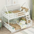 thumbnail image 2 of EUROCO Pine Wood Twin over Full Bunk Bed, House-Shaped for Kids Teens Bedroom, White, 2 of 15