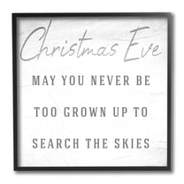 Stupell Industries Search the Skies Christmas Eve Phrase Winter Holiday Inspirational Painting Black Framed Art Print Wall Art, 12 x 12