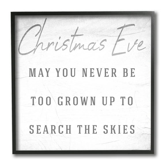 Stupell Industries Search the Skies Christmas Eve Phrase Winter Holiday Inspirational Painting Black Framed Art Print Wall Art, 12 x 12