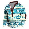thumbnail image 6 of LODIENY Western Cowboy Henley Shirts for Men Ethnic Style Vintage Aztec Print Button Long Sleeve Half Button V Neck Graphic Tees Loose Fit Casual Pullover Tops with Elbow Patches Light Blue#01 XXL, 6 of 7