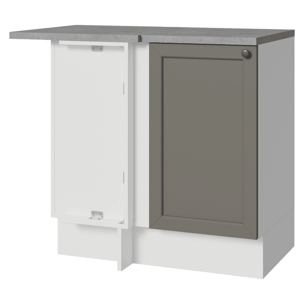 Gabinete Bajo De Esquina Cocina Madesa Vik 94cm Blanco/Gris