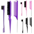 thumbnail image 1 of 3Pcs/Set Hair Styling Comb Kit with Double-side Edge Control Teasing Bristle Brush Rat Tail Women Comb Back Brushing Combing Braiding Slicking Styling Brush, 1 of 8