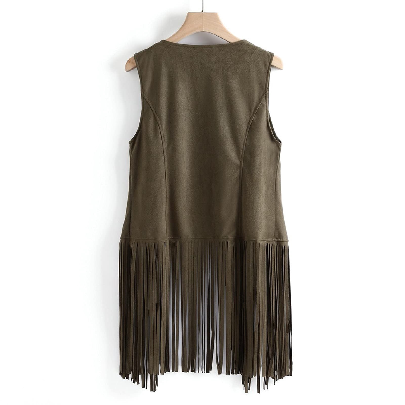 Womens Fringe Vest 70s Hippie Costume Sleeveless Shirts Cowgirl Western Faux Suede Tassel Leather Outerwear Going Out Tops Sexy Summer Outfits 2026 Trendy Vacation Tees