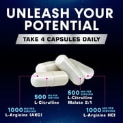 Extra Strength Nitric Oxide Booster - 3X Strength L-Arginine AKG & Citrulline Malate - Men & Women Premium Pre Workout Nitric Booster - Natural Energy & Muscle Support, Bottled in USA - 60 Capsules