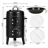 Free Shipping! Costway 3-in-1 Vertical Charcoal Smoker Grill with ...