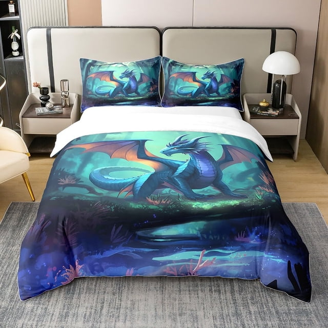 100 por ciento algodón funda nórdica King dibujos animados animales salvajes ropa de cama Set Misterioso