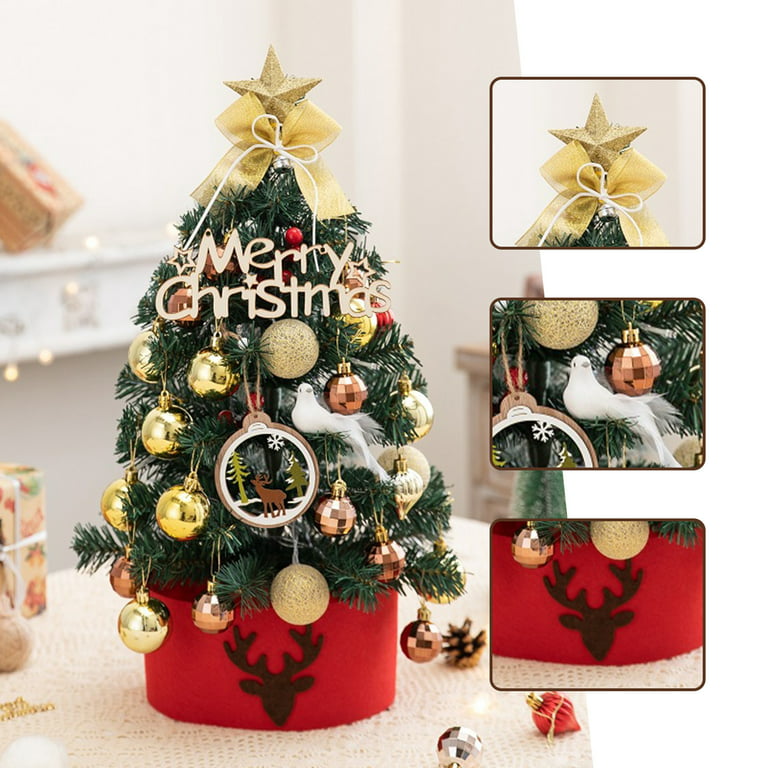 Christmas Decorations 17.72/23.62 Inch Lighted Mini Christmas Tree Small  Desktop Christmas Tree With 20 LED Light Cones And Christmas Ball  Decorations Christmas Gifts on Clearance 