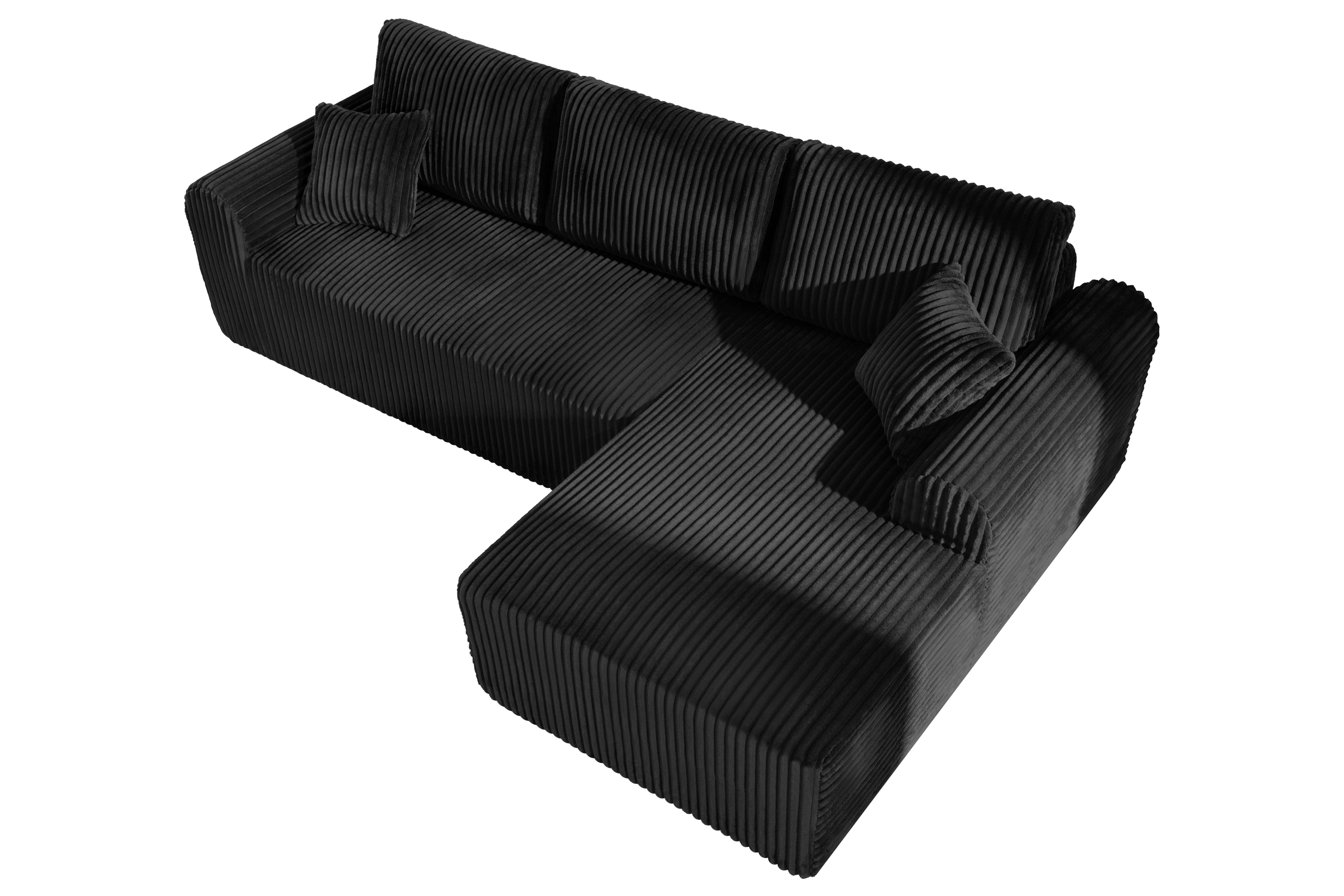 Shikeyi 109" Cloud Modular Sectional Sofa Couch with L-Shape Chaise,Modern Minimalist Upholstered Boneless Couches for Living Room Bedroom, Black