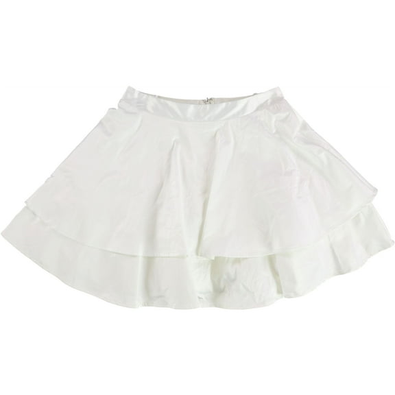 City Studio Womens Satin Tiered Mini Skirt, White, Juniors, 3