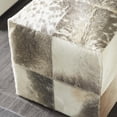 thumbnail image 5 of DecMode Leather Handmade Cowhide Stool with Patchwork Pattern, Gray, 5 of 13