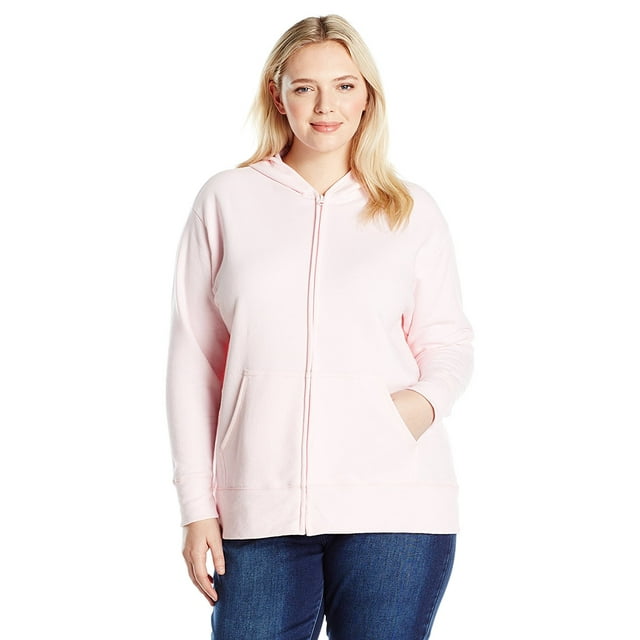 Just My Size Womens ComfortSoft EcoSmart Fleece Full-Zip Hoodie, 5X, Pale Pink