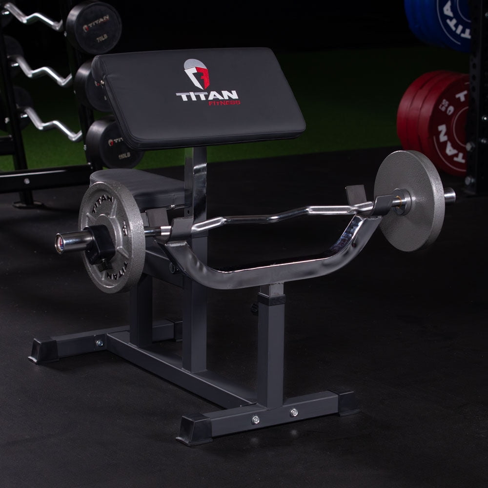 Titan Fitness Preacher Curl Station Adjustable Arm Seated Strength Training 250 LB Rated Home Gym Equipment Walmart
