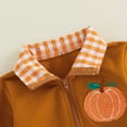 thumbnail image 6 of Toddler Baby Boy Girl Halloween Sweatshirt Pumpkin Embroidery Quarter Zip Collar Long Sleeve Shirt Tops Fall Winter Clothes 1-5T, 6 of 9