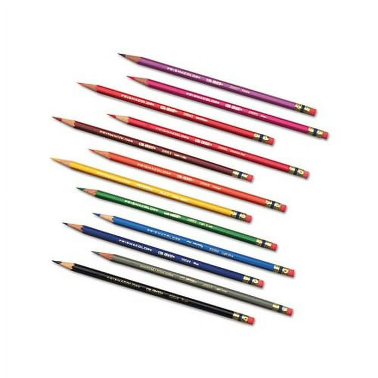 Prismacolor 20516 Col-Erase 12 Assorted Woodcase Barrel 0.7mm Soft Lead Colored  Pencils with Eraser