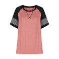 thumbnail image 4 of SDNall women's t-shirts Summer Fashion Loose Casual Patchwork Crew-neck T-shirt Top summer tops, 4 of 9