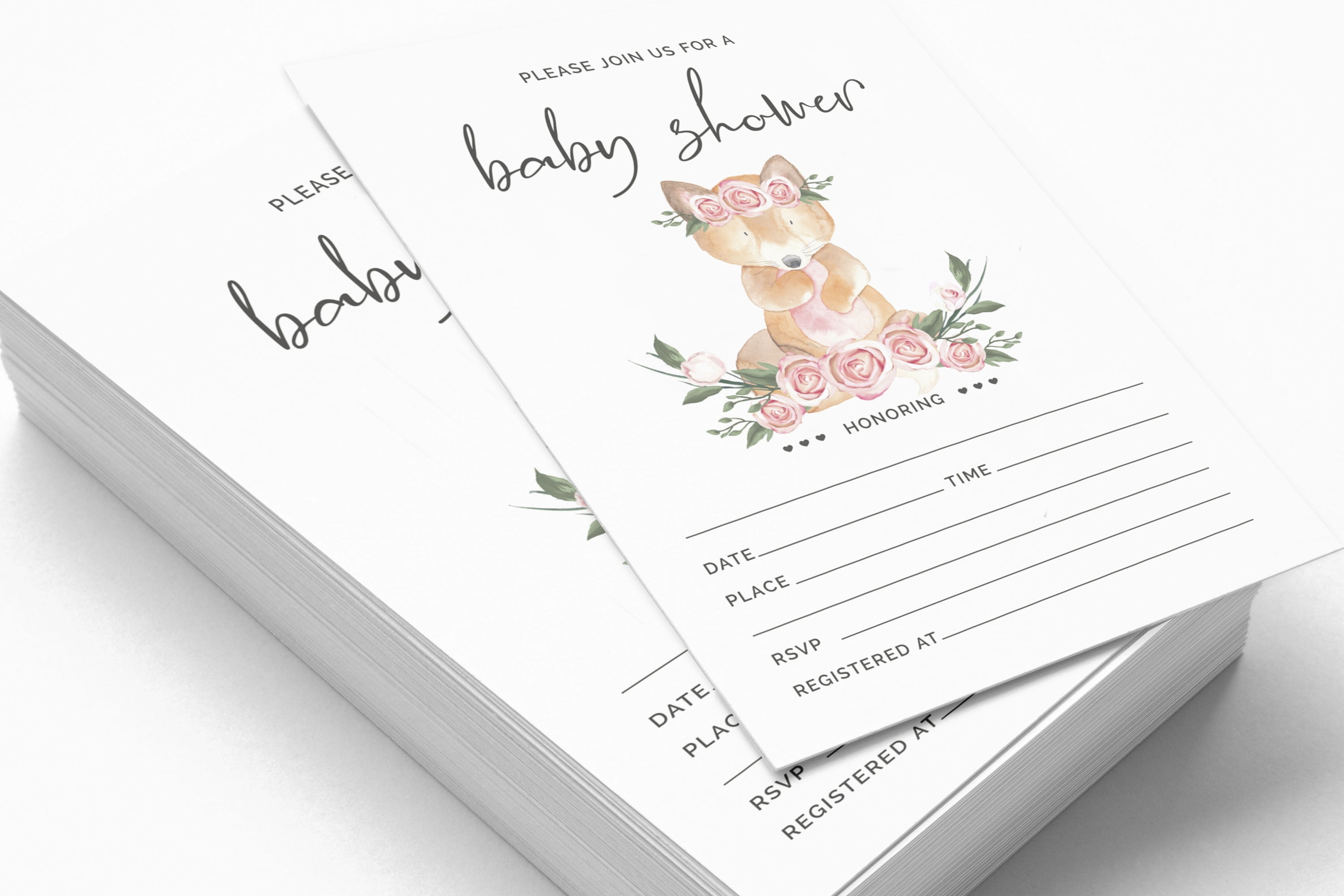 Inkdotpot Set Of 30Fox Jungle Animals Baby Shower Invitations-Diaper Raffle Tickets And Baby Shower Book Request Cards Gender Neutral Invites Its A Boy Its A Girl