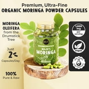 MAJUs Moringa Capsules, 90 Count - Organic, Non-GMO, Raw, Leaves Hand Picked from the Drumstick Tree and Shade-Dried