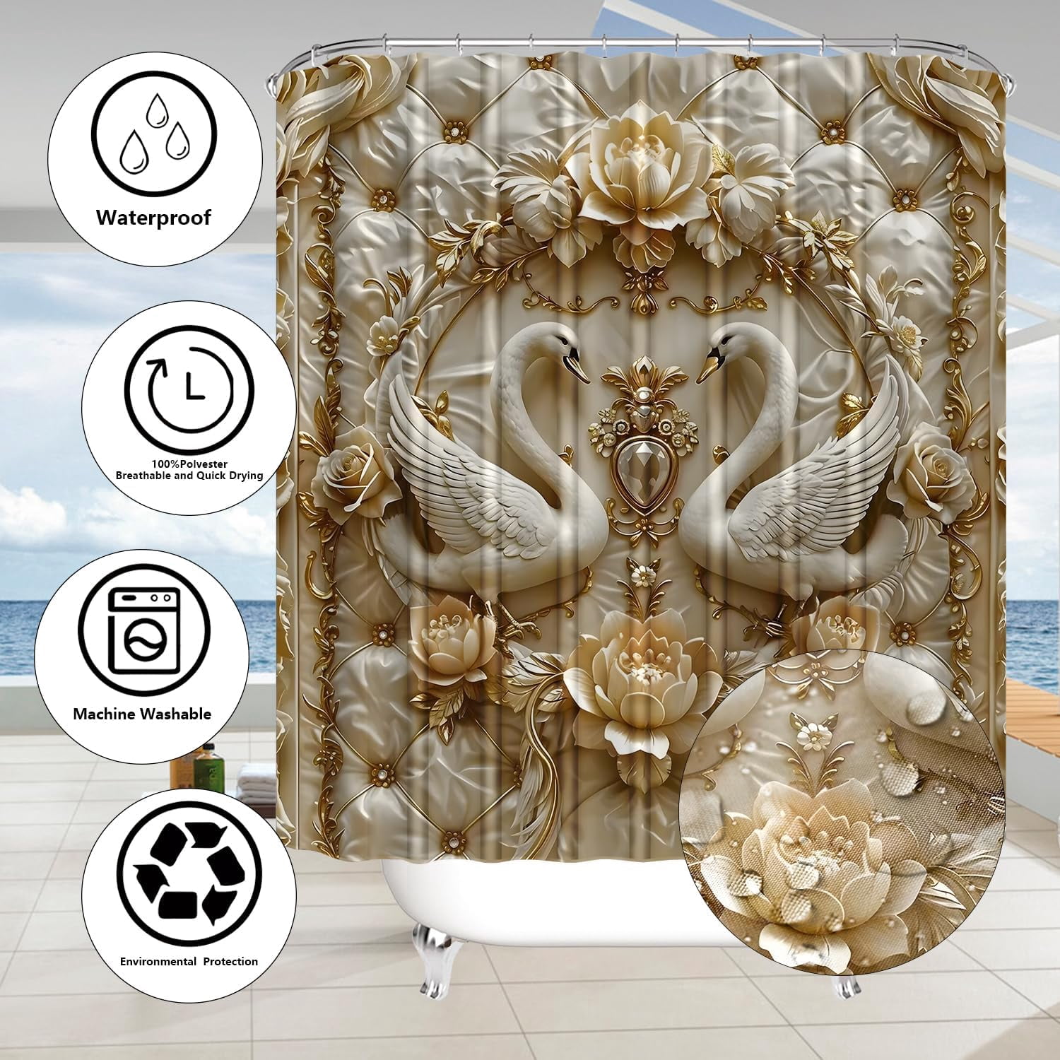 4Pcs Spring Themed Shower Curtain Set with Rugs Vintage Butterflies Bathroom Sets Floral Shower Curtain with 12 Hooks Bathroom Decor with Rugs Bath Accessories with Mats Toilet Lid Cover