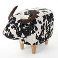 thumbnail image 6 of Cute Cow Small Ottoman With Iconic Spotting and Longhorns Design, Velvet Animal Ottoman For Living Room, Nursery, Playroom And Bedroom, Foot Rest For Couch, White+Black, 6 of 9