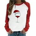 thumbnail image 1 of Red Wine Glass Christmas Sweatshirt for Women Raglan Long Sleeve Xmas Pullover Tops Color Block Shirt Blouse Tops, 1 of 7