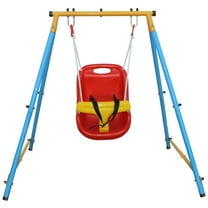 LuckyNote Toddler Metal Swing Set with Safety Belt, A-Frame for Indoor & Outdoor Backyard, 55 lbs Capacity for Kids 9-36 Months, Multicolor