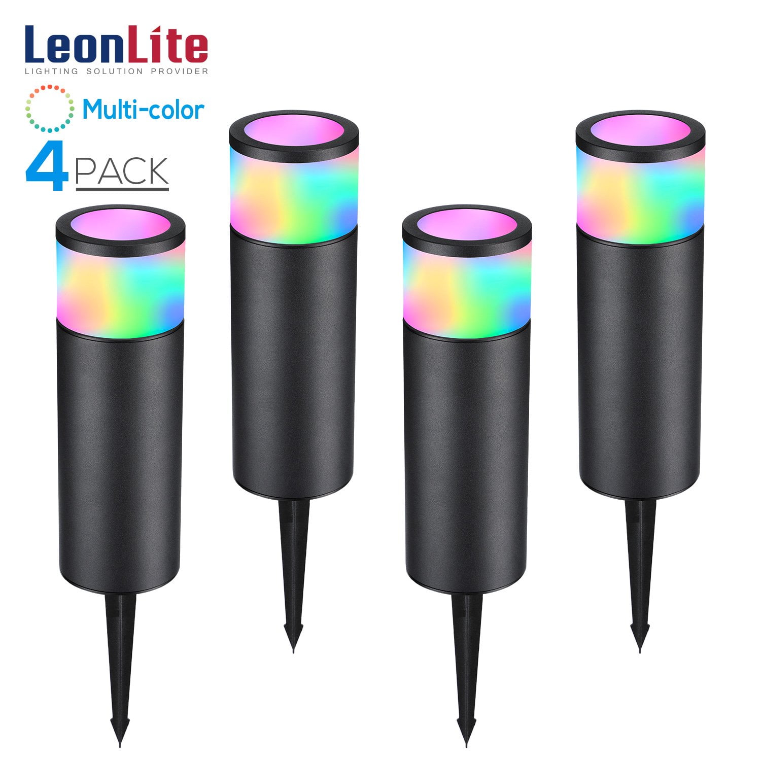LEONLITE 4 Pack Color Changing LED Low Voltage Pathway Light, AC/DC 12