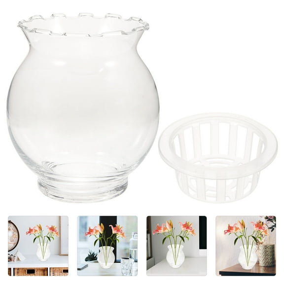 FRCOLOR Flower Vase Small Glass Vase Centerpiece Clear Flower Growing Bud Vase Decor