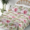 thumbnail image 3 of Ambesonne Tropical Fitted & Flat Sheet with Shams 4 Pcs Set, Butterfly Pomegranate Art, King, Evergreen Dark Pink, 3 of 5