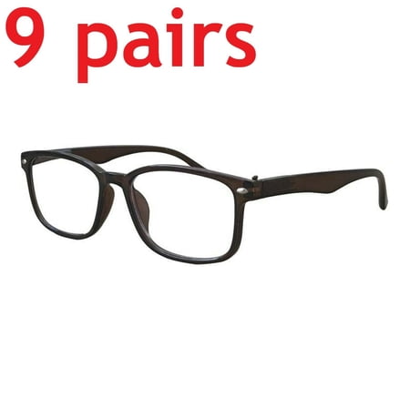 9 Packs Unisex Square Frame Blue Light Blocking Computer Reading Glasses Readers for Men Women +4.00