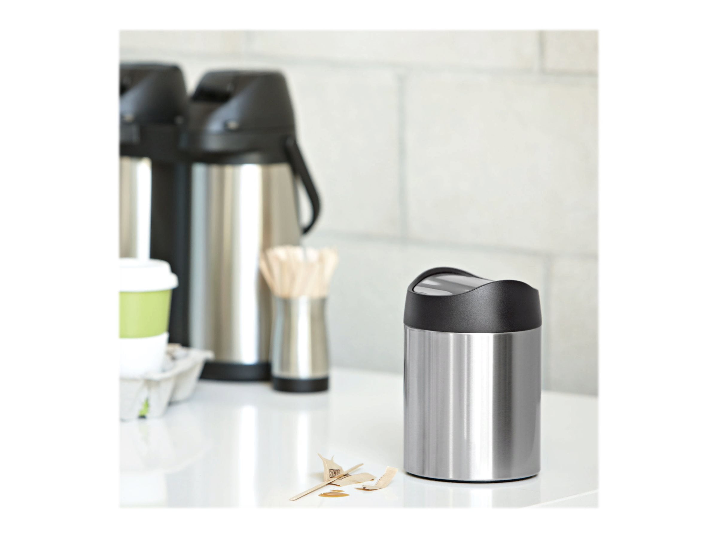 Simplehuman Trash can round swing lid 0.4 gal stainless steel