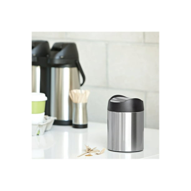 Simplehuman Trash can round swing lid 0.4 gal stainless steel brushed stainless