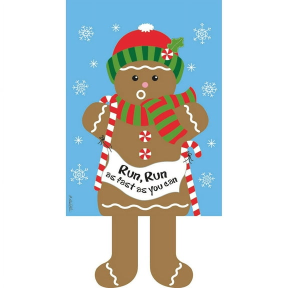 Magnolia Gardens M011070 30 x 44 in. Double Applique Gingerbread Man Polyester Garden Flag